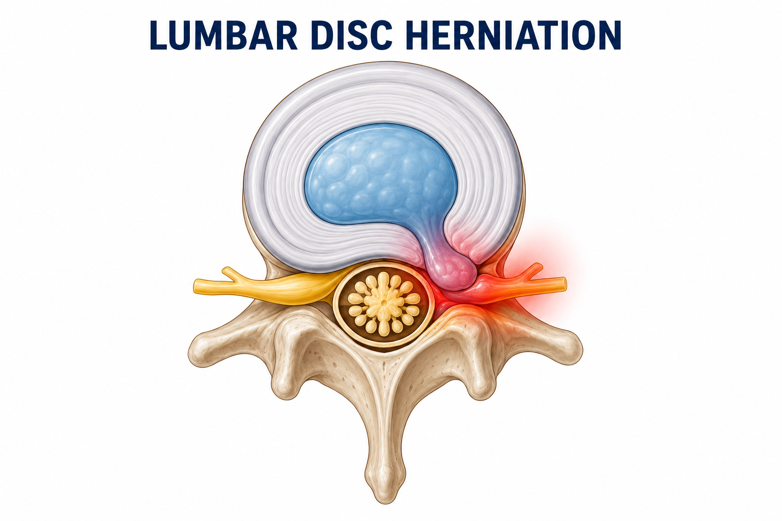 Lumbar disc herniation illustration